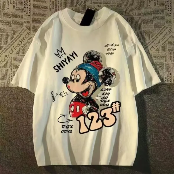 100%纯棉透气好米奇新款款圆领短袖t恤男女夏季爆款休闲百搭