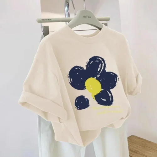 10b6b88d1047c4b2f6e639e6a4d17f1d 100%纯棉卡通可爱蓝色洋气花花减龄爆款圆透网红洋气