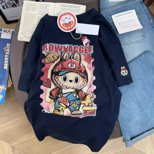 100%纯棉重磅拉布布布2026年新款爆款双面印花男女情侣短袖t恤夏宽松美式