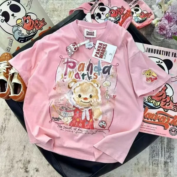 100%纯棉重磅可爱卡通减龄透气网红双面印花