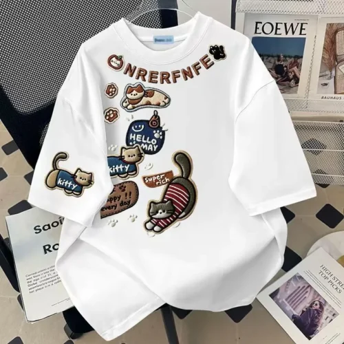 14 100%纯棉重磅复古爆款双面印花男女情侣短袖t恤夏宽松美式