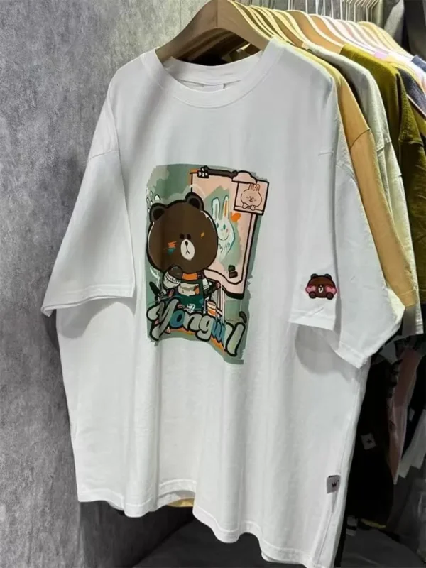 100%纯棉卡通怪兽显瘦高级感熊熊🐻减龄爆款圆领透气