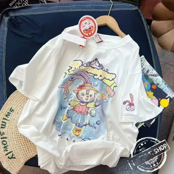 100%纯棉重磅透气网红双面印花男女情侣短袖兔兔