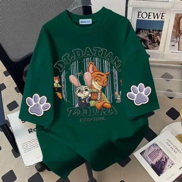 100%纯棉重磅复古爆款双面印花男女情侣短袖t恤夏宽松美式