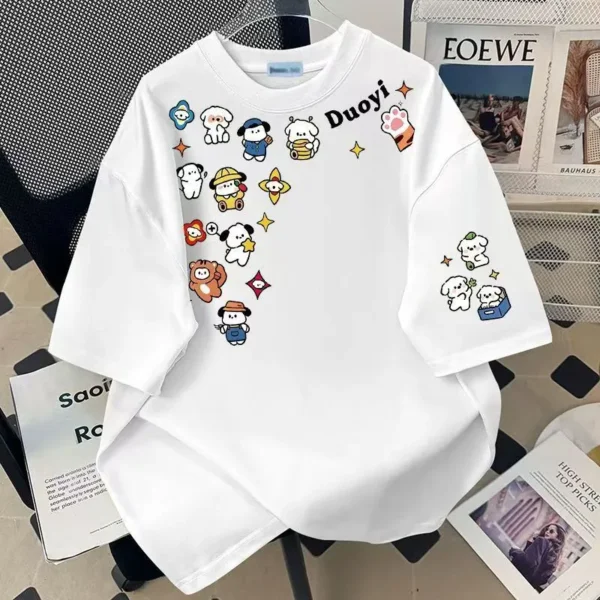 100%纯棉重磅复古爆款双面印花男女情侣短袖t恤夏宽松美式