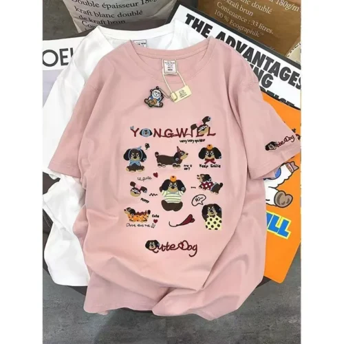 22 100%纯棉多图狗狗显瘦高级感减龄爆款圆领透气