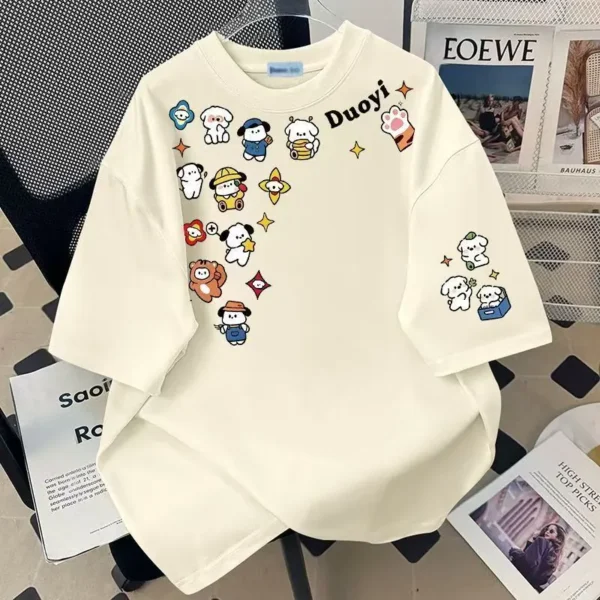 100%纯棉重磅复古爆款双面印花男女情侣短袖t恤夏宽松美式