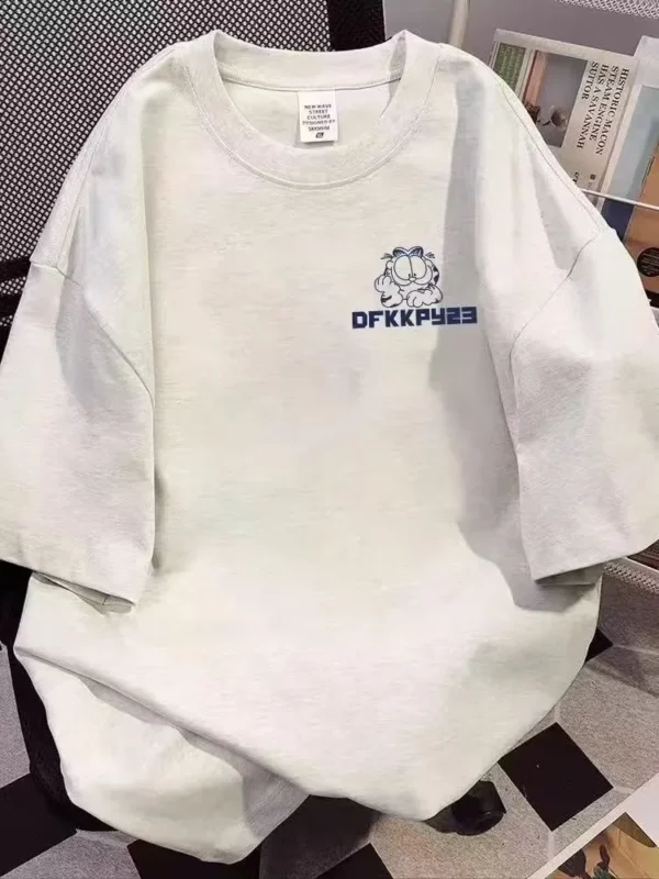 100%纯棉多图加菲猫网红透气显瘦高级感减龄爆款圆领透气