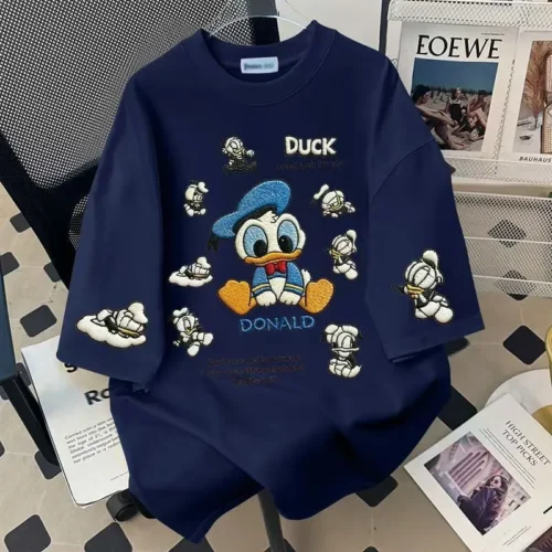 3 100%纯棉重磅复古爆款双面印花男女情侣短袖t恤夏宽松美式