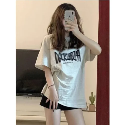 100%纯棉透气领短袖t恤男女夏季爆款休闲百搭情侣上衣