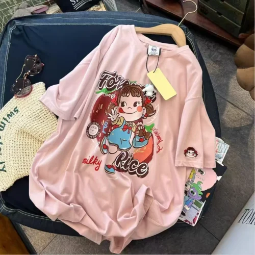 39 100%纯棉重可爱卡通不二家双面双印花复古大码爆款双面印