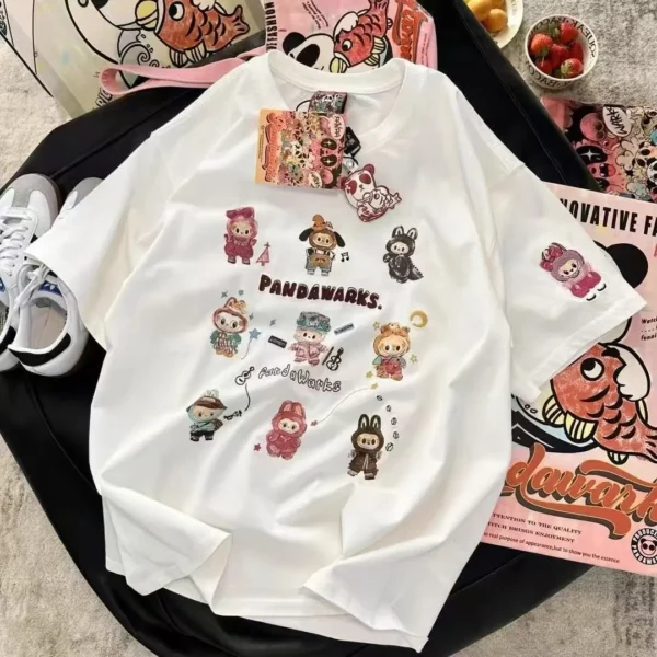 100%纯棉重磅多图减龄透气网红双面印花男女情侣短袖