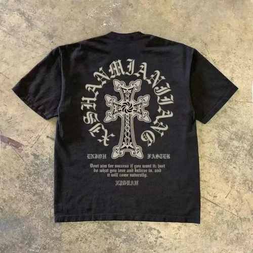 100%纯棉重磅复古大码爆款双面印花短袖t恤夏宽松美式