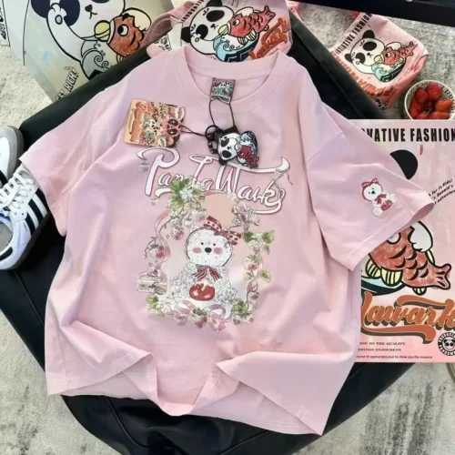 43 100%纯棉重可爱卡通兔子情侣双面双印花复古大码爆款双面印