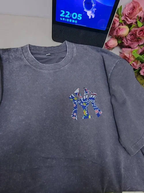 47345c86eef50d7f6abe25ac592f2f48 100%纯棉美式小字母个性扎染短袖t恤男女夏季街头风宽松圆领情侣上衣