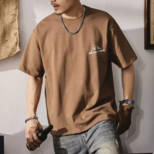 100%纯棉男款简单字母网红透网红气领短袖t恤爆款休闲百搭