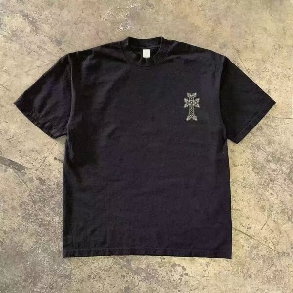 100%纯棉重磅复古大码爆款双面印花短袖t恤夏宽松美式