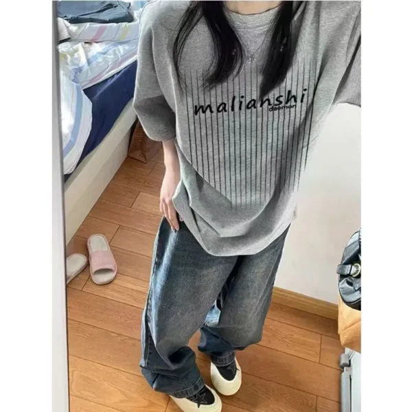 100%纯棉抽象设计个性圆透网红气领短袖t恤男女夏季爆款休闲百搭