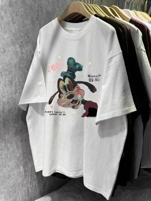 51b9e76370da201b3c3ff8ebc4e6c41e 100%纯棉卡通可爱鸭减龄爆款圆透网红气领短袖t恤