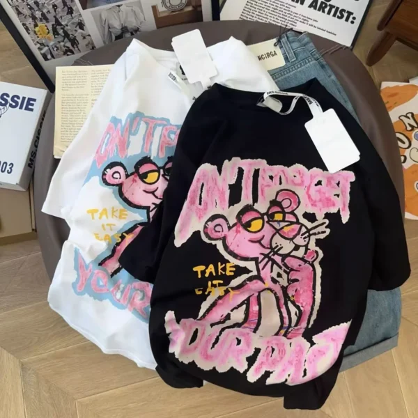 100%纯棉卡通跳跳虎可爱圆透网红气领短袖t恤男女夏季爆款休闲