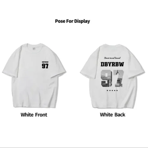 100%纯棉重磅潮牌爆款双面印花男款情侣短袖t恤夏宽松美式