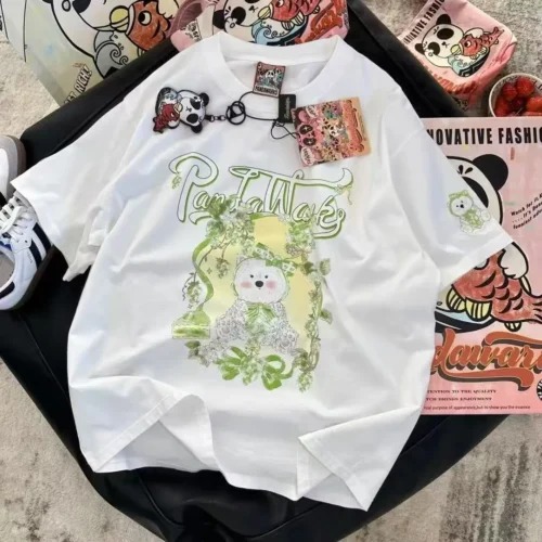 7 100%纯棉多图爆款兔兔显瘦高级感减龄爆款圆领透气 好