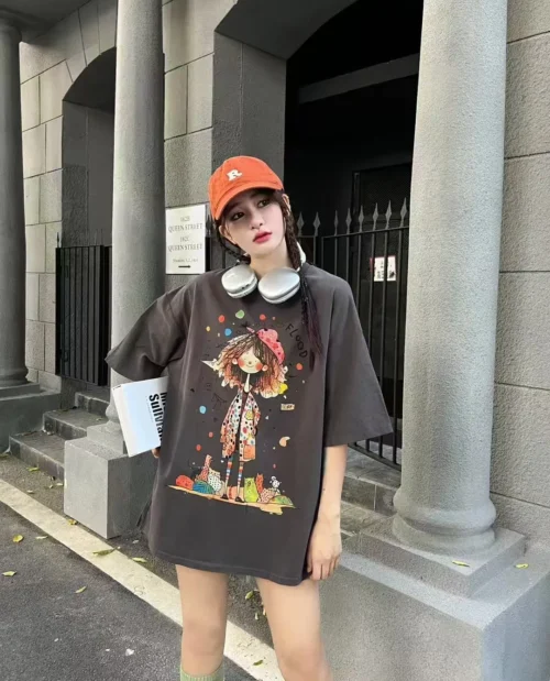 100%纯棉宽松大版圆领短袖t恤男女夏季爆款休闲百搭