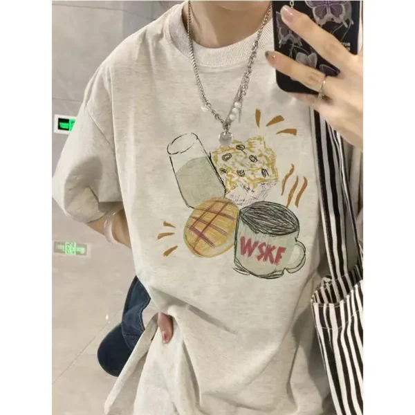 100%纯棉不起球重磅透气领短袖t恤男女夏季爆款休闲百搭情侣上衣