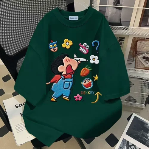 100%纯棉重磅复古爆款双面印花男女情侣短袖t恤夏宽松美式