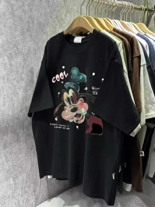 100%纯棉卡通高级感显瘦女孩减龄爆款圆领透气