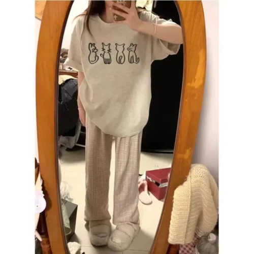 100%纯棉国潮个性卡通短袖t恤男女夏季爆款休闲百搭情侣上衣