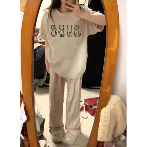 100%纯棉国潮个性卡通短袖t恤男女夏季爆款休闲百搭情侣上衣