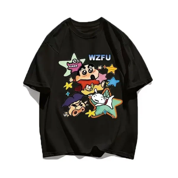 100%纯棉新款蜡笔小新圆领短袖t恤男女夏季爆款