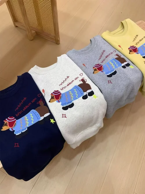 100%纯棉卡通腊肠狗可爱圆透网红气领短袖t恤男女夏季爆款休闲百搭