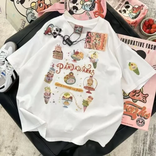 100%纯棉重磅网红双面印花男女情侣短袖九宫格可爱爆款