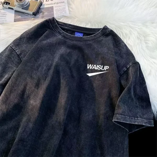 100%纯棉ins美式个性扎染短袖t恤男女简约大气街头风宽松圆领情侣上衣