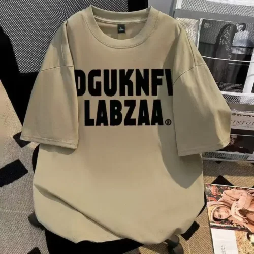 100%纯棉简单大气黑色字母网红款圆领短袖t恤男女夏季爆款休闲百搭