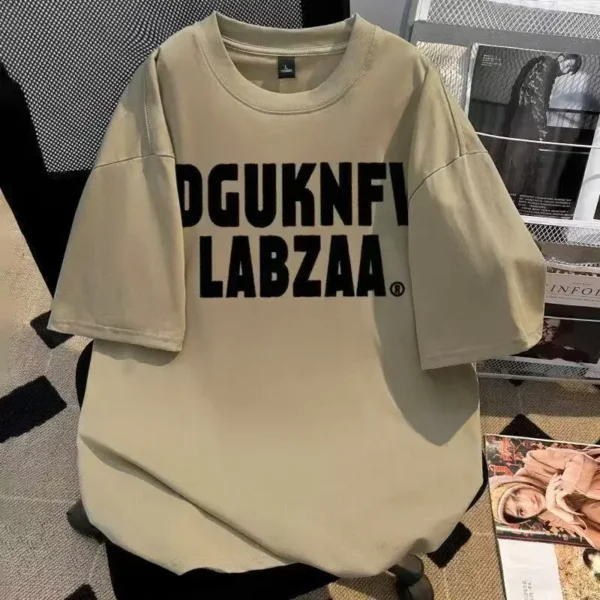 100%纯棉简单大气黑色字母网红款圆领短袖t恤男女夏季爆款休闲百搭