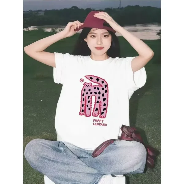 100%纯棉抽象款个性圆透网红气领短袖t恤男女夏季爆款休闲百搭