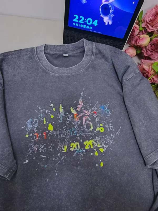 100%纯棉美式烟花彩色个性扎染短袖t恤男女夏季街头风宽松圆领情侣上衣