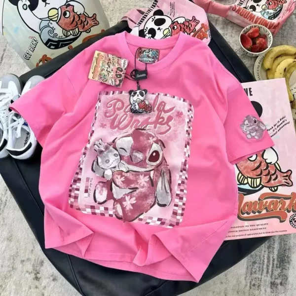 100%纯棉重磅减龄透气网红双面印花男女情侣短袖