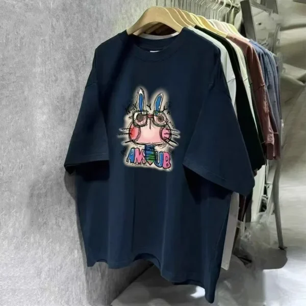100%纯棉韩版可爱兔子透气网红款圆领短袖t恤男女夏季爆款