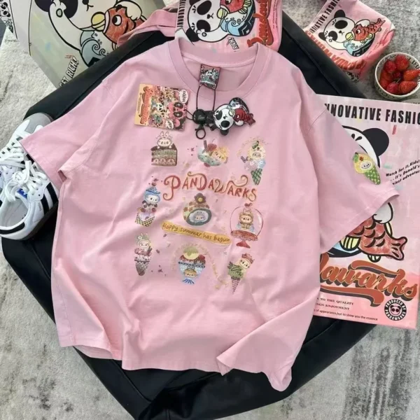 100%纯棉重磅减龄透气网红双面印花男女情侣短袖