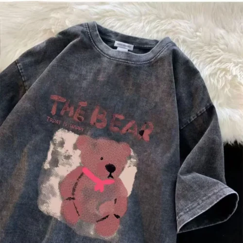 ee6fb8b524d194fb16b20571f9b6d1e9 100%纯棉印花捡漏网红时尚百搭个性情侣款扎染短袖t恤男女