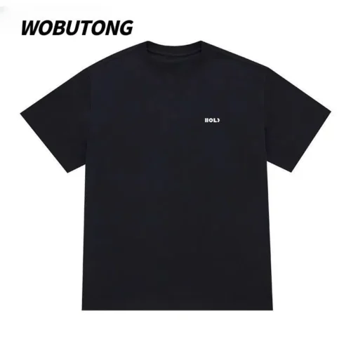 100%纯棉简单设计个性圆透网红气领短袖t恤男女夏季爆款休闲百搭