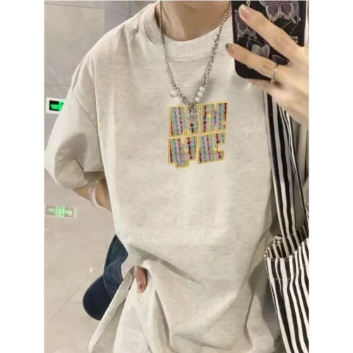 100%纯棉怕排行榜爆款个性圆透网红气领短袖t恤男女夏季爆款休闲百搭