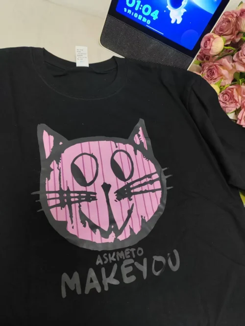 100%纯棉小猫简单百搭透气网红款圆领短袖t恤男女夏季爆款