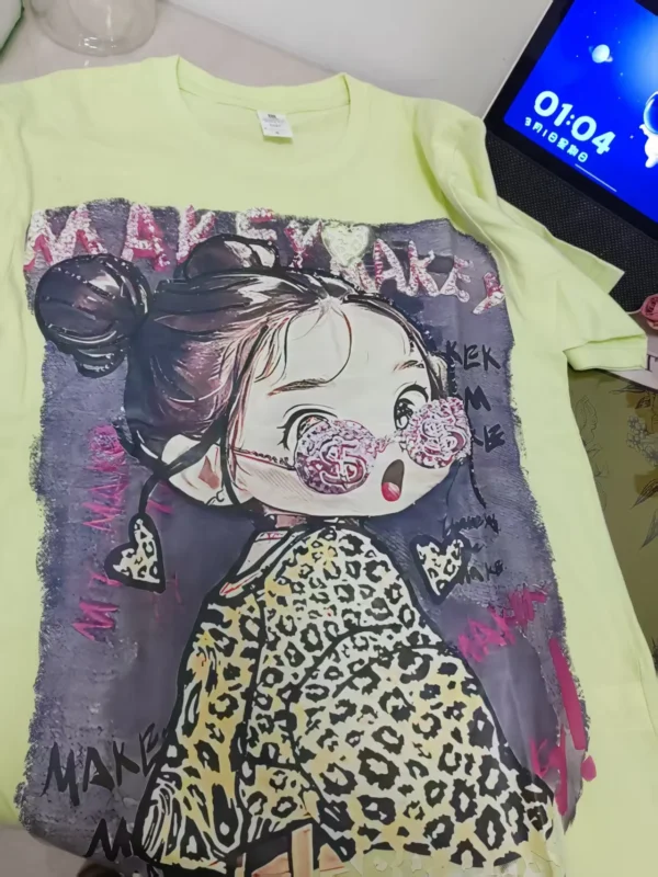 100%纯棉大图百搭透气网红款圆领短袖t恤男女同款