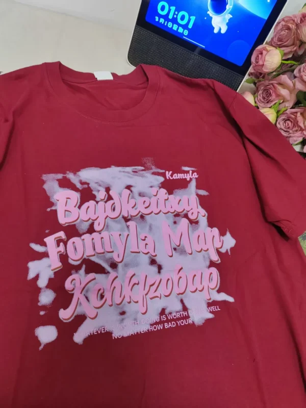 100%纯棉洋气透气百搭透气网红款圆领短袖t恤男女同款