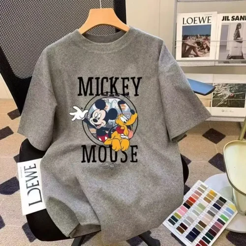 100%纯棉米奇派对透气网红款圆领网红短袖t恤男女同款